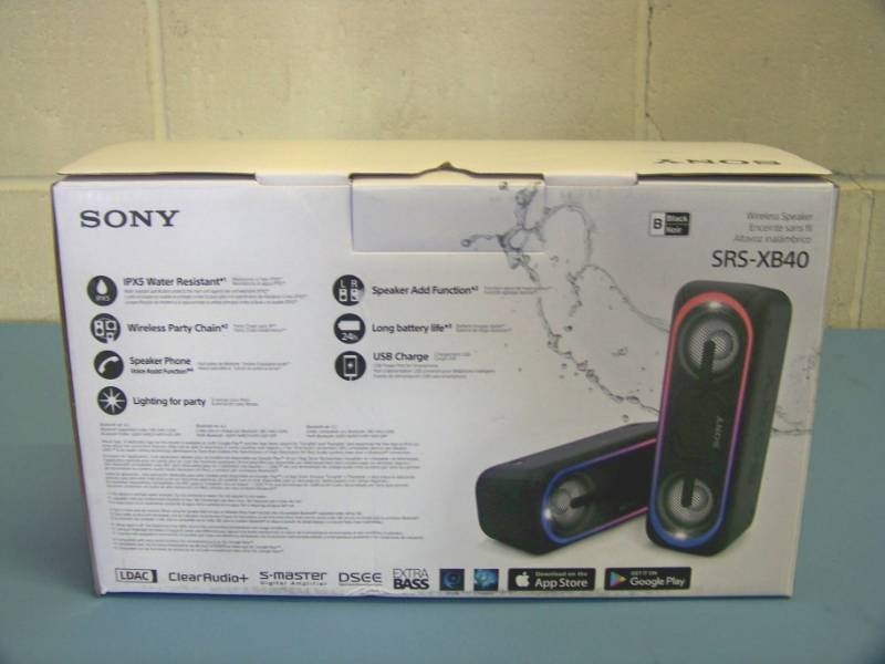 lot 12 image: Sony, Portable, Extra Bass, Wireless Speaker with Bluetooth and Front Lighting - NEW in Original Box