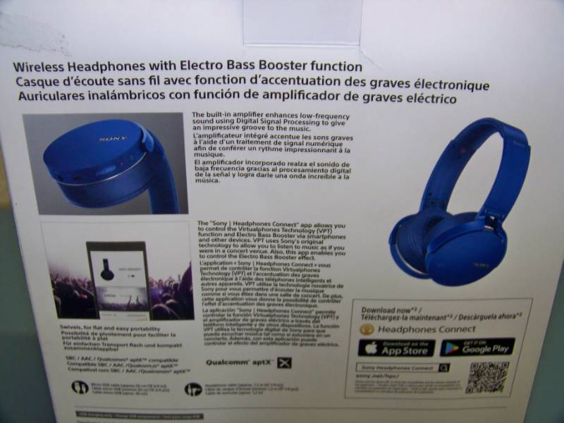 lot 24 image: Sony, Extra Bass, Bluetooth Wireless Stereo Headset  Headphones in Original Box