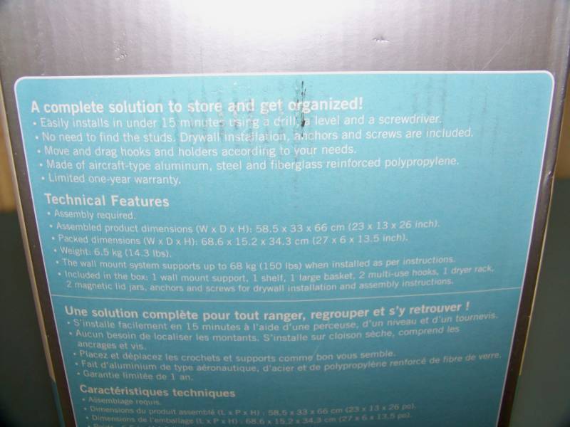 lot 107 image: Metaltech, EverTidy, The Smart Organizing System for the Laundry Room in Original Box