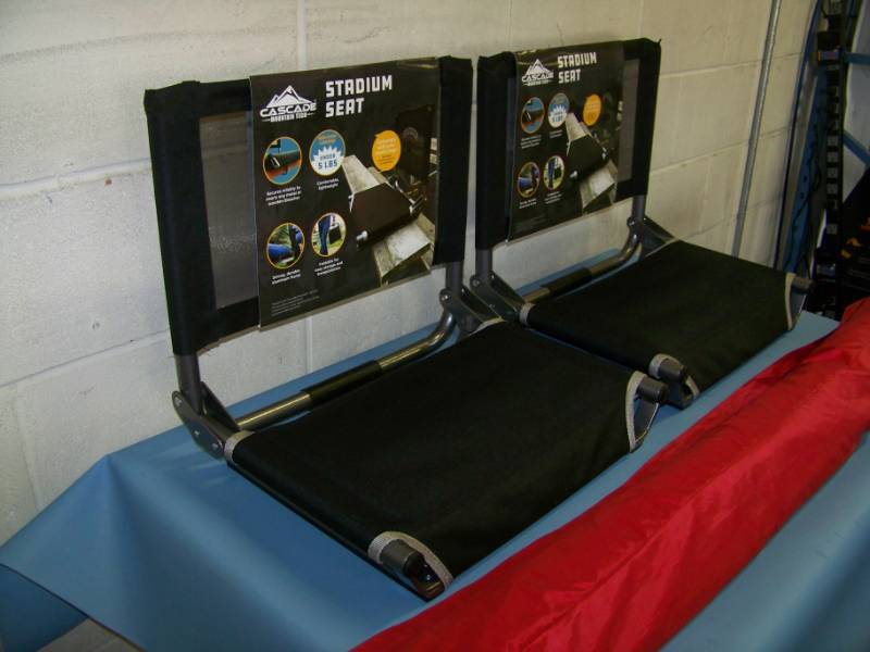 lot 113 image: (2) Cascade Mountain Tech, Foldable Stadium Seats - NEW and (1) Adidas, Golf Sport Shell