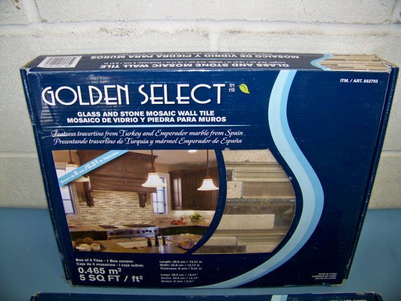 lot 84 image: (3 Boxes) Golden Select, Glass and Stone Mosaic Wall Tile - NEW in Original Boxes