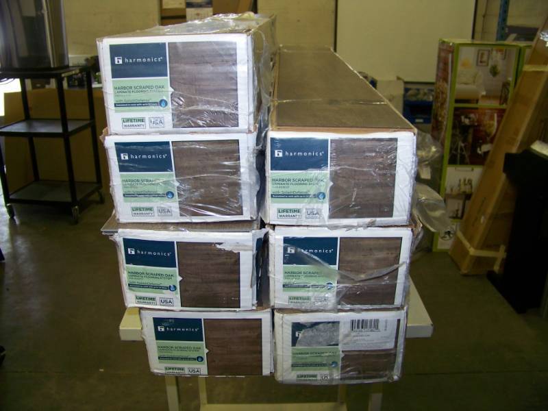 lot 91 image: (7 Boxes) harmonics, Harbor Scraped Oak, Laminate Flooring with Splash Defense - NEW in Original Boxes
