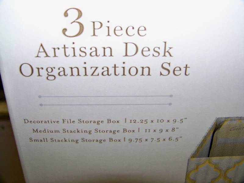 lot 144 image: (2) Workspace Collection, 3-Piece Artisan Desk Organization Set of Boxes - NEW in plastic in Original Box