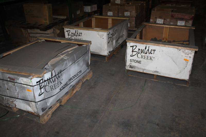 lot 143 image: Boulder Creek Stone Products Boxes of Misc. 90-Degree Corners and Flats - Southeastern Ledgestone Tupelo Flats 03152012, Southeastern Ledgestone Tenor Corners 05132009, Country Ledge Brown Flats 08242009