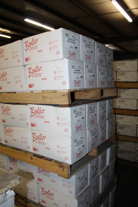 lot 117 image: Boulder Creek Stone Products Boxes of Travertine White Castle Flats