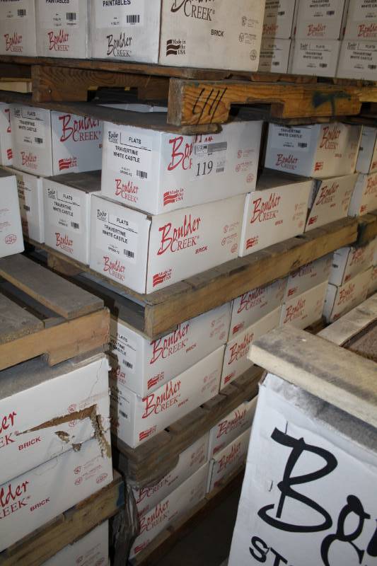 lot 119 image: Boulder Creek Stone Products Boxes of Travertine White Castle Flats