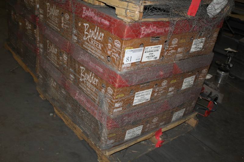 lot 81 image: Boulder Creek Stone Products Boxes of Western Ledge Stak Chestnut 90-Degree Corners