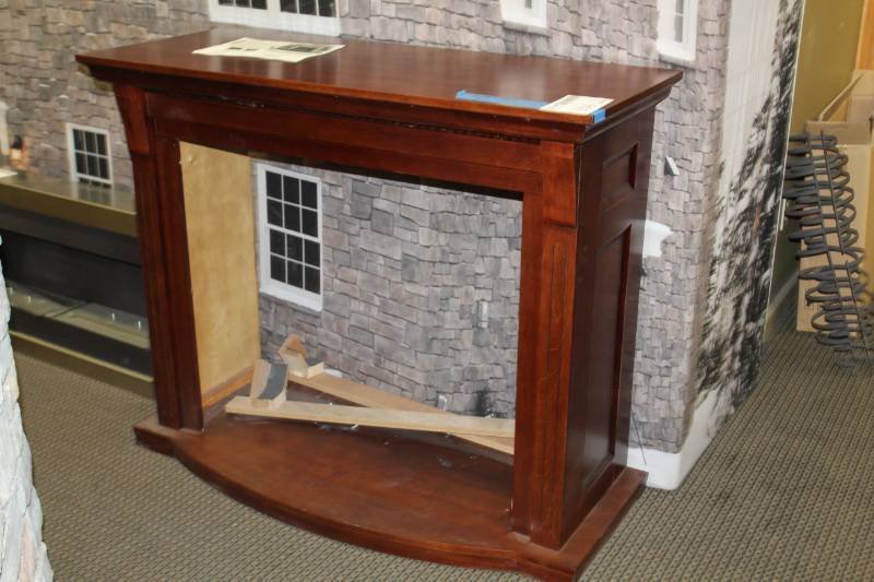 lot 164 image: Cherry Wood Mantle Fireplace Unit