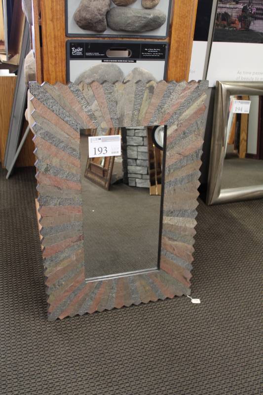 lot 193 image: Decorative Stone Frame Wall Mirror
