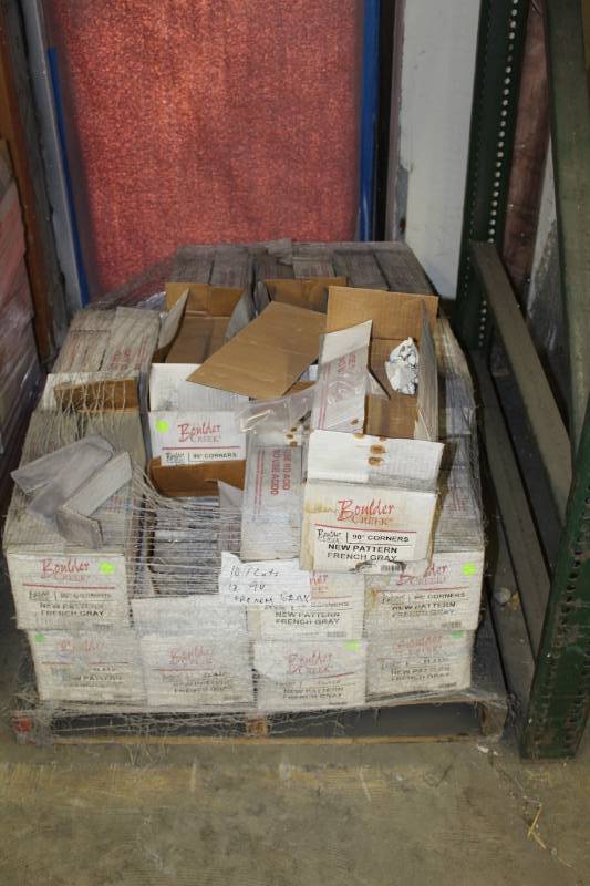 lot 209 image: Boulder Creek Stone Products Boxes of New Pattern French Gray 90-Degree Corners and Flats