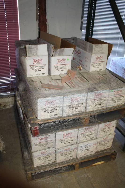 lot 211 image: Boulder Creek Stone Products Boxes of New Pattern St. Ann 90-Degree Corners and Flats