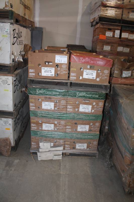 lot 241 image: Boulder Creek Stone Products Boxes of Fast Stak Winter Tan 90-Degree Corners and Flats