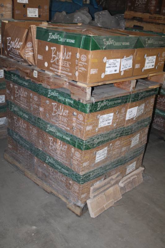 lot 242 image: Boulder Creek Stone Products Boxes of Fast Stak Russet Brown Flats