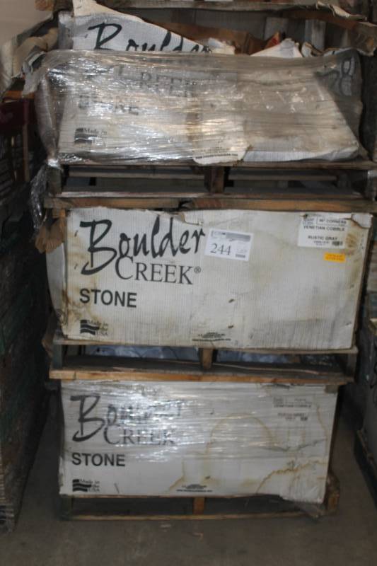 lot 244 image: Boulder Creek Stone Products Boxes of Venetian Cobble Rustic Gray 90-Degree Corners and Flats