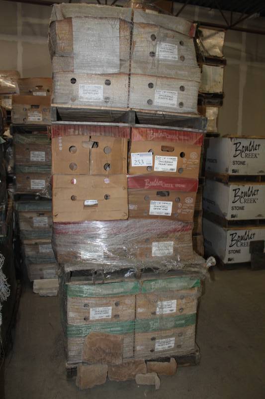 lot 253 image: Boulder Creek Stone Products Boxes of Ohio Rubble Desert SandHunters Way 90-Degree Corners and Desert Sand Flats