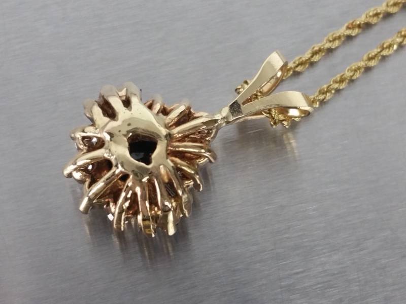 lot 3 image: Gorgeous Blue Sapphire and Diamond Necklace in 14k Gold