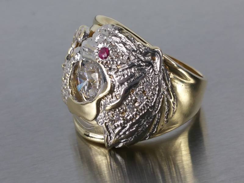 lot 16 image: Mens Estate Ruby 10k Two-Tone Gold Ring