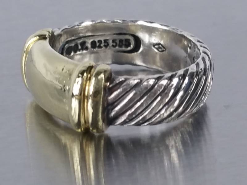 lot 24 image: David Yurman 14k and Sterling Two-Toned Designer Estate Ring