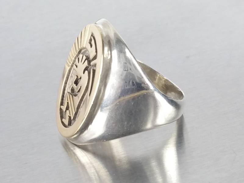lot 31 image: Mens 14k and Sterling Signet Estate Ring