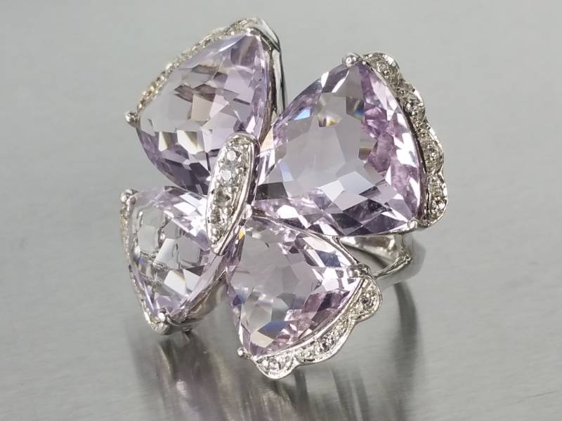 lot 45 image: Beautiful and Elaborate Natural Amethyst Butterfly Ring in Sterling Silver