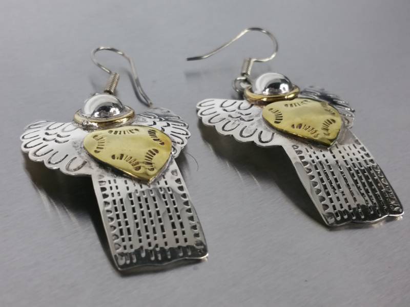 lot 59 image: 14k and Sterling Silver Angel Motif Earrings