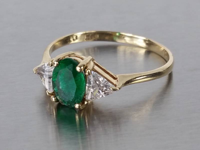 lot 64 image: Deep, Natural Emerald Estate Ring in 10k Yellow