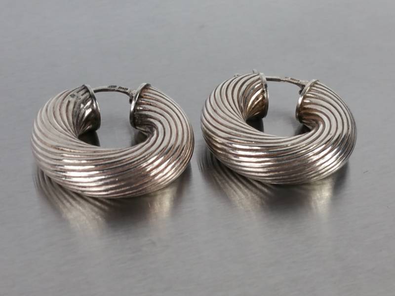 lot 110 image: Sterling Silver Hoop Estate Earrings