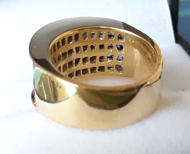 lot 1 image: Cartier Natural Deep Blue Sapphire and Diamond Ring in 18k Gold