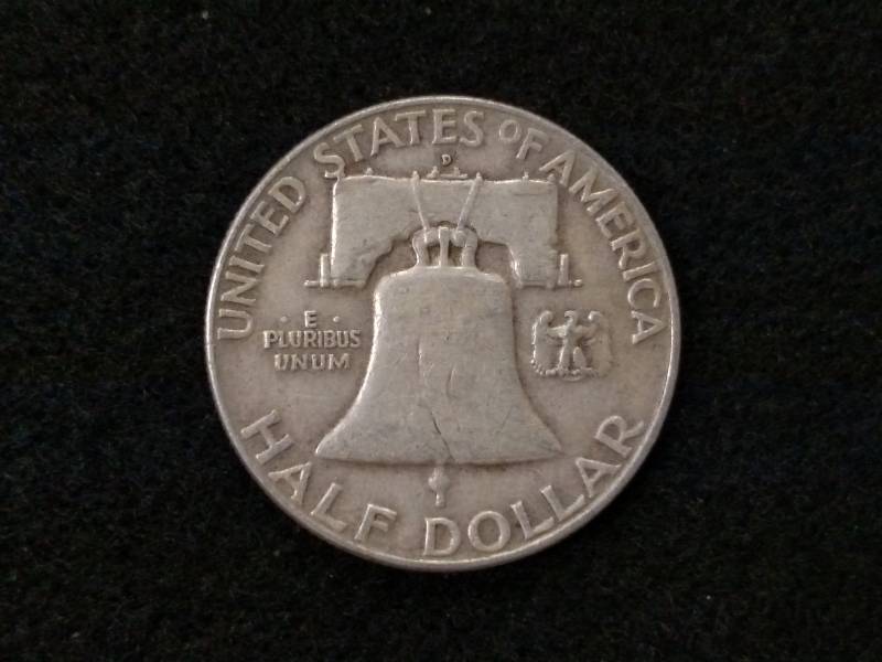 lot 75 image: 1958 D Franklin Silver Half Dollar...