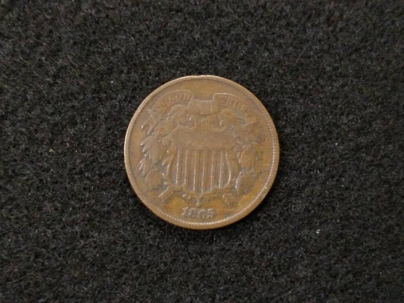 lot 98 image: 1865 Two Cent Piece...