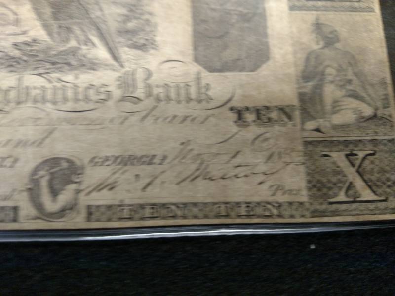 lot 107 image: 1853 Large Size Ten Dollars Mechani...