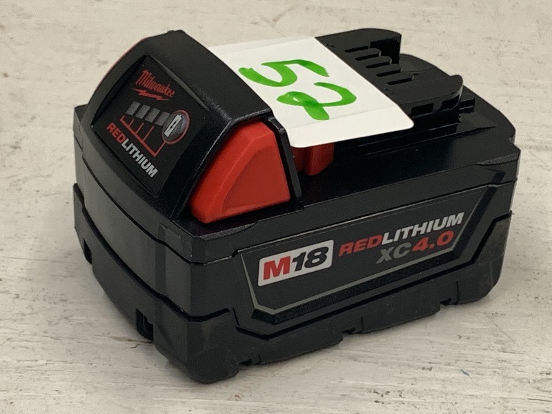 lot 52 image: Milwaukee M18 Red-Lithium XC4.0 Battery