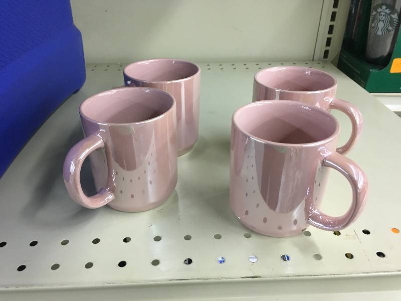lot 405 image: Four Pink Coffee Mugs, Retail $15.99