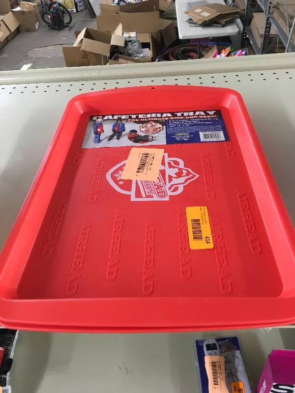 lot 414 image: Airhead University Lunch Tray Snow Sled - Red, Retail $15.99
