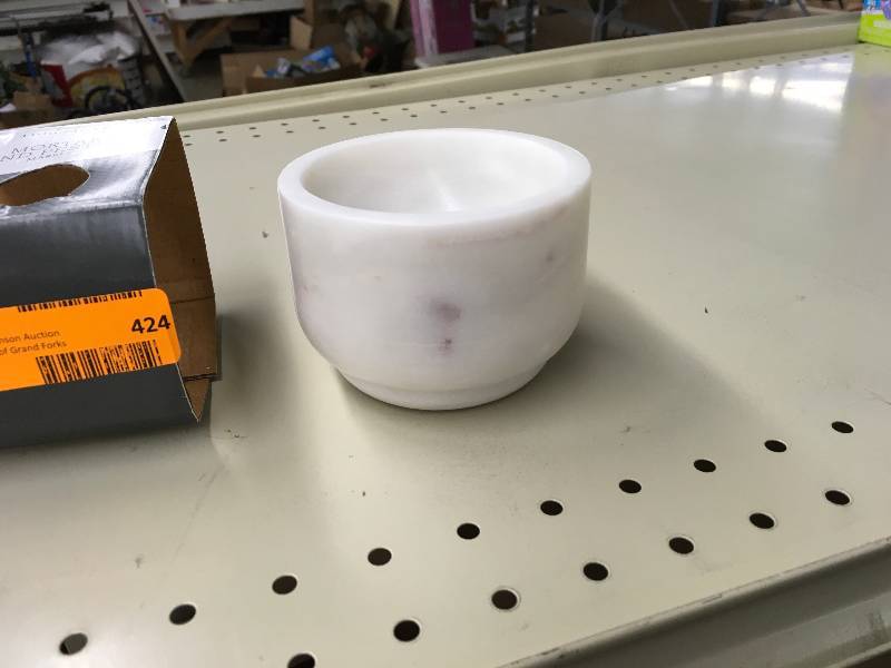 lot 424 image: Threshold Marble Mortar & Pestle, Retail $14.99