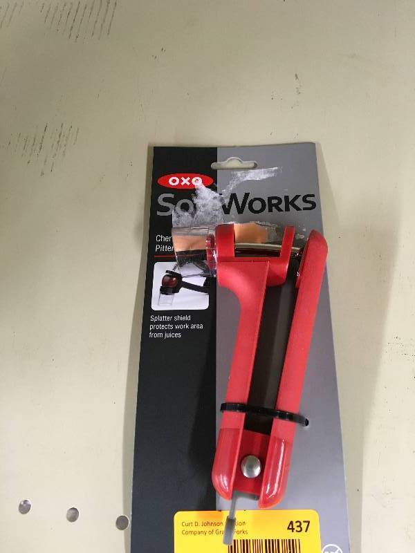lot 437 image: OXO Cherry and Olive Pitter Red, Retail $9.99