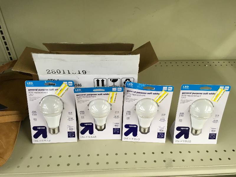lot 479 image: 60 Watt A19 LED Bulbs 4 Pack, Retail $13.99
