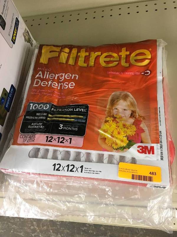 lot 483 image: Filtrete 12X12X1 Air Filters, Retail $23.99