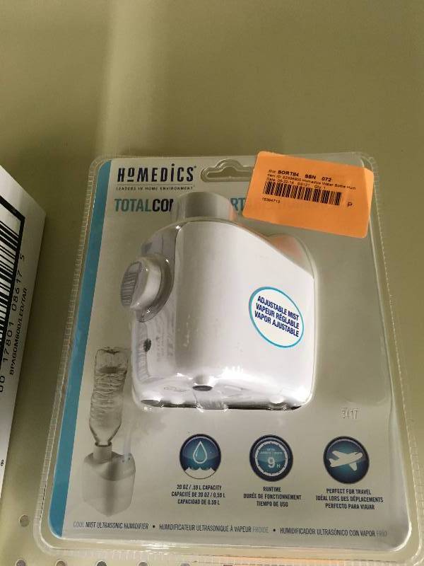 lot 490 image: Homedics Total Comfort Portable Humidifier, Retail $24.99