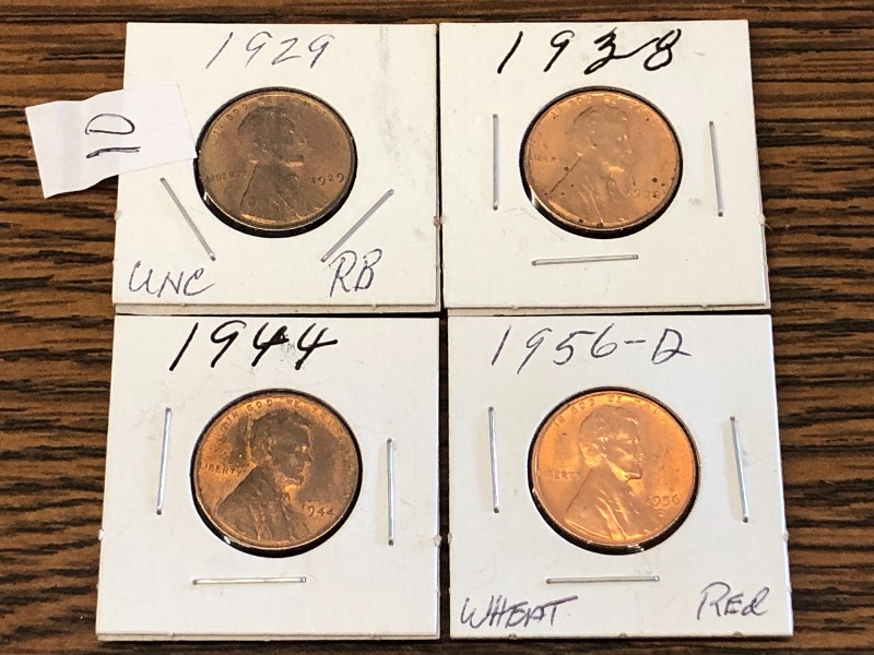 (4) Red Brown Wheat Cents