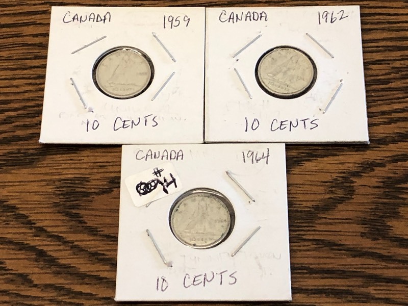 (3) Canadian Silver Dimes