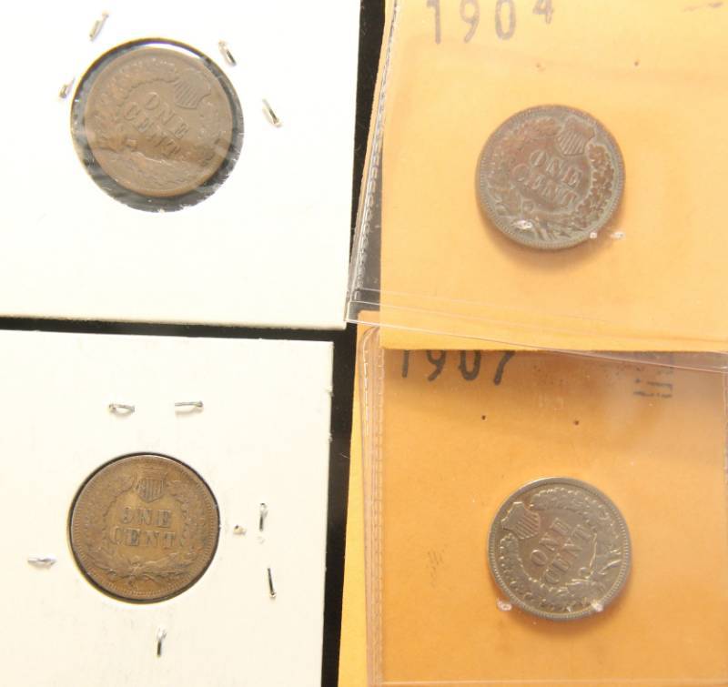 4 INDIAN HEAD CENTS 1903 1904 1905 1907