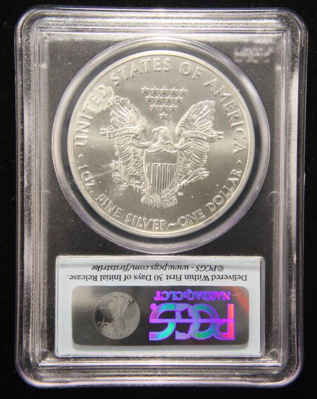 2012(W) AMERICAN SILVER EAGLE 1 TROY OZ. .999 FINE SILVER MS70 PCGS FIRSTSTRIKE