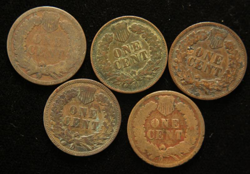 5 INDIAN HEAD CENTS 1882 1883 1896 1900 1902
