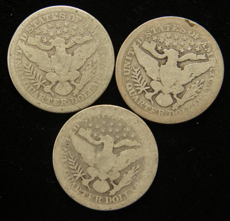 3 BARBER HALF DOLLARS 1895 1897 1898