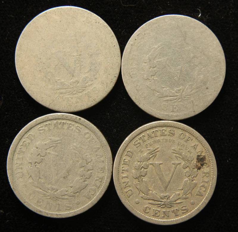 4 LIBERTY NICKELS 1895 1900 1907 1912