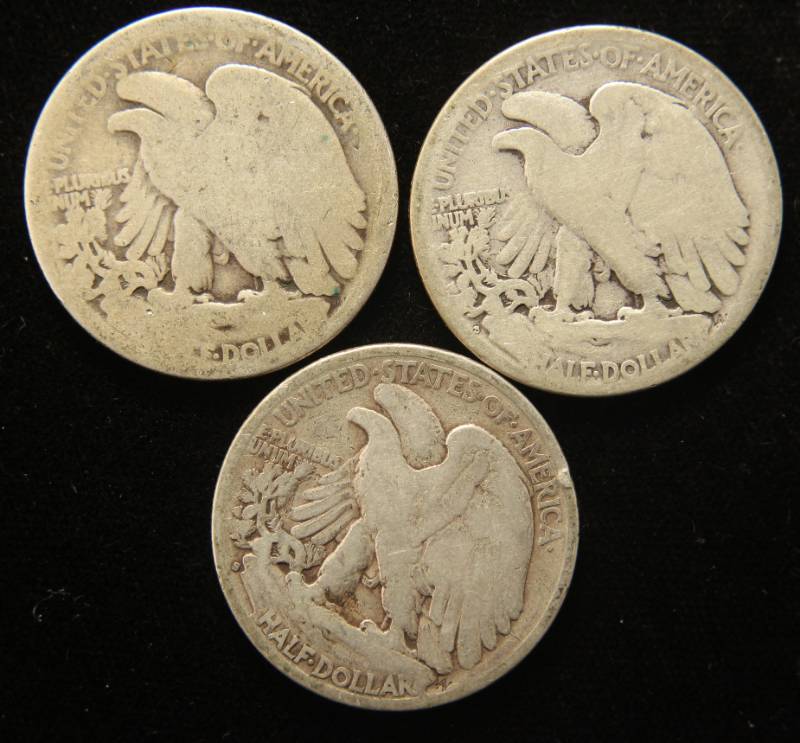 3 WALKING LIBERTY HALF DOLLARS 1917 1923-S 1928-S