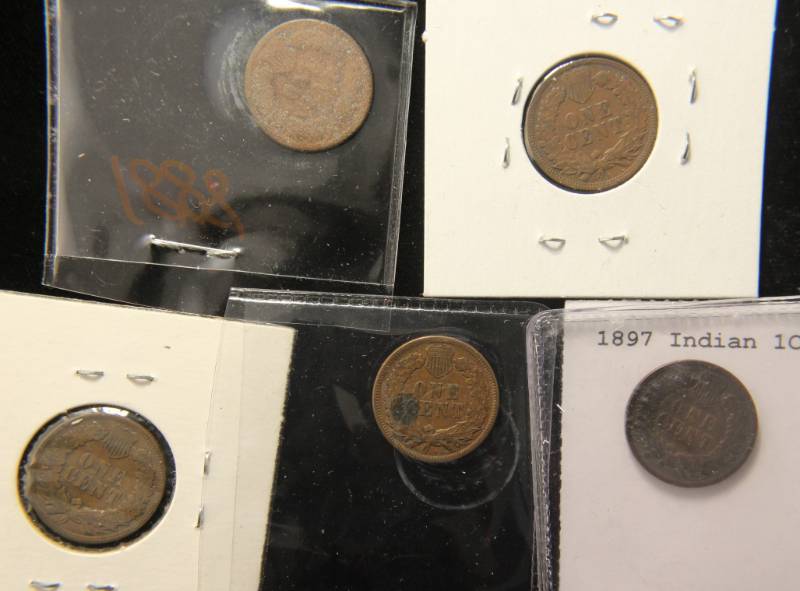 5 INDIAN HEAD CENTS 1887 1888 1897 1898 1900