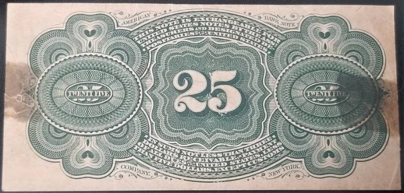 CIVIL WAR DATE 1863 25 CENT US FRACTIONAL CURRENCY