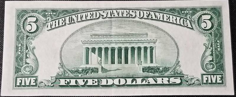 1953-A US BLUE SEAL $5 STAR NOTE SILVER CERTIFICATE UNC